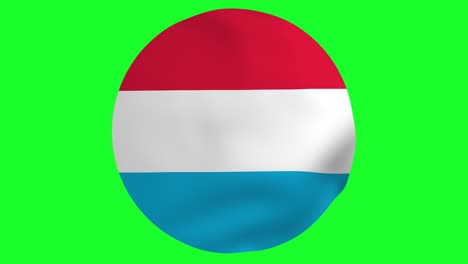 round flag of luxembourg waving in air 4k uhd animation