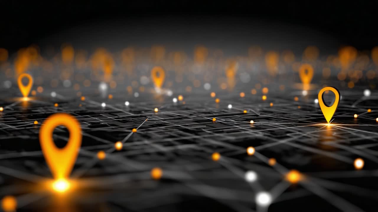 Exploring the Dynamic Connections of Digital Mapping: A Visual Representation of Networked Locations and Geographic Points in a Modern, Abstract Style