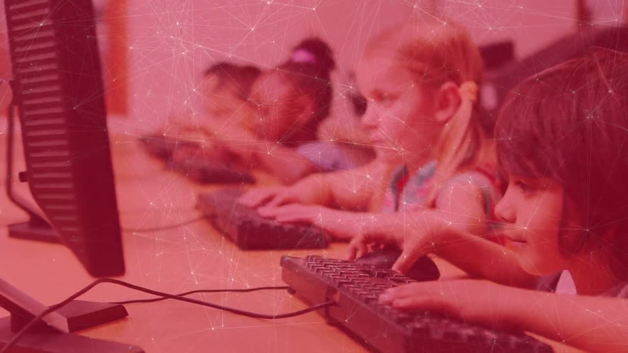 Animation of network of connections over diverse schoolchildren using computers