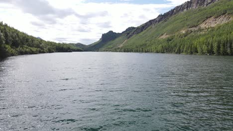 Drone-flight-over-a-clear-clean-lake