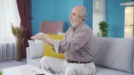 Well-groomed-old-man.-He-is-straightening-her-dress.