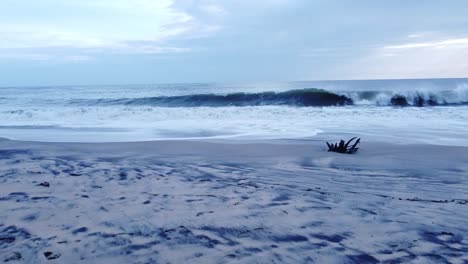 sea shore without people, beautiful beach view, wooden piece in coastal line, Arabian sea, Kerala tourism