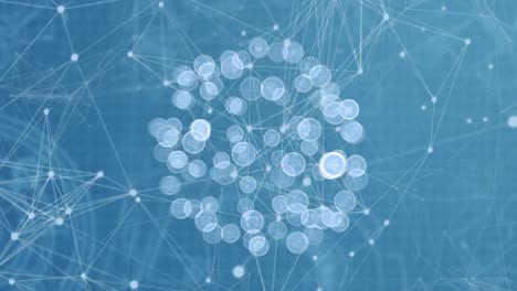 light connections surrounded by icons against a blue background