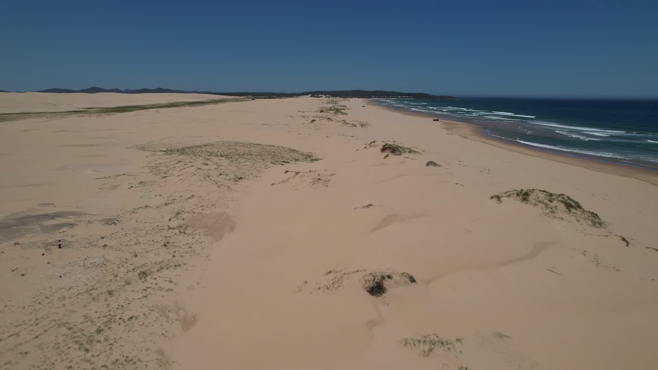 Aerial Shot Of Stockton Beach Sand Dunes In New South Wales, Australia