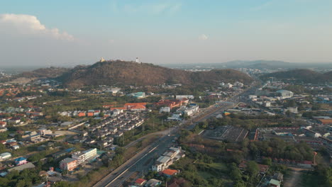 nakhon sawan northern city and observation hill thailand drone shot 4k 60fps