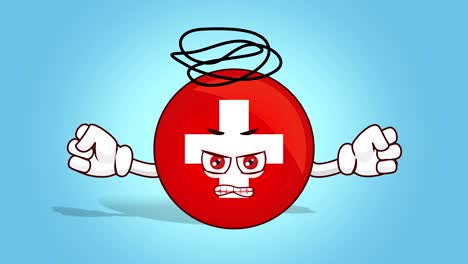 cartoon icon flag switzerland face animation evil with alpha matte