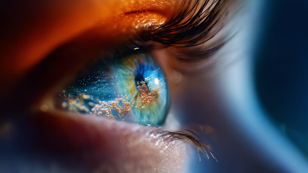A Stunning Close-Up of an Eye Reflecting Vibrant Colors and Intricate Details, Showcasing the Beauty of Natural Human Features and Photographic Excellence