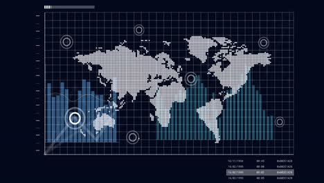 Animation-Verschiedener-Grafiken-Und-Weltkarte-Auf-Schwarzem-Hintergrund