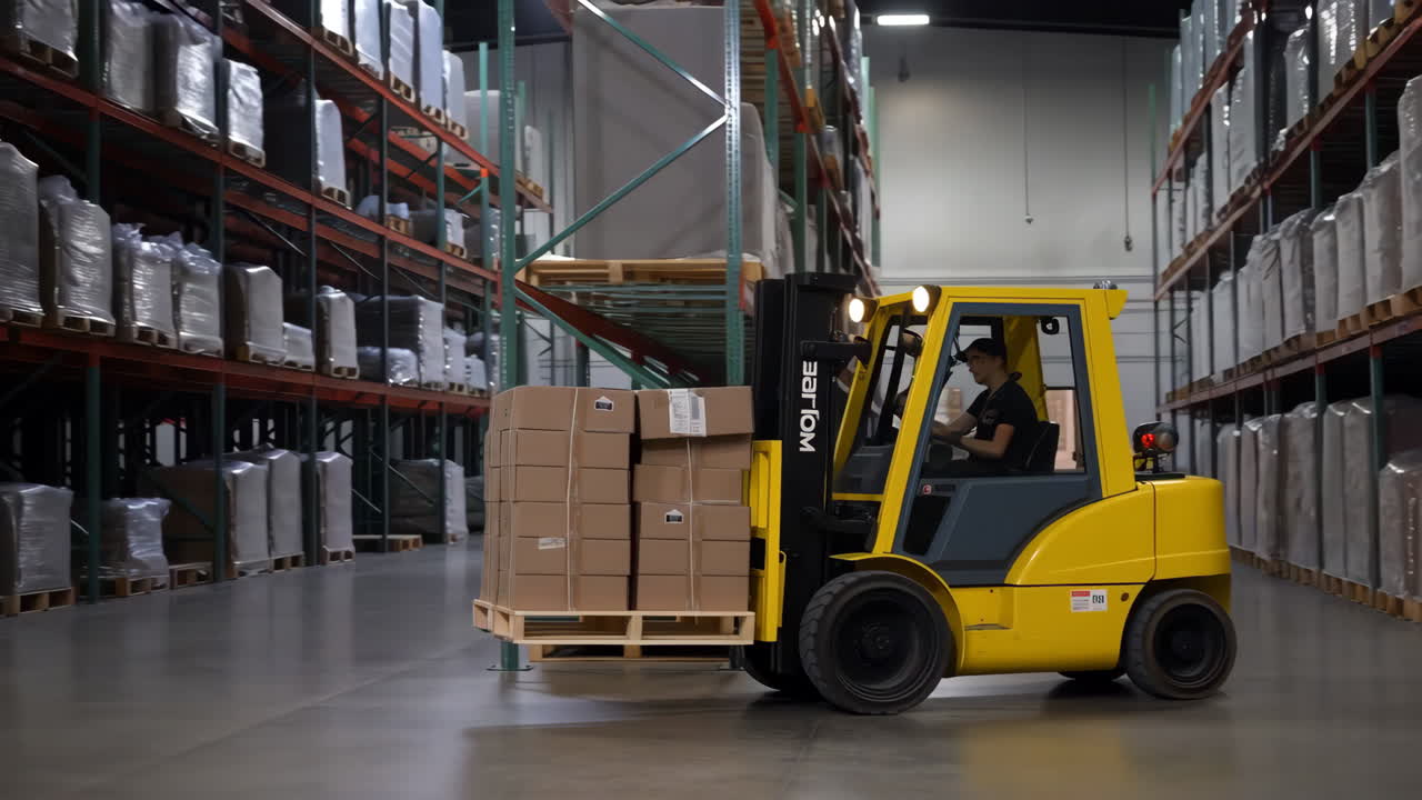 Il carrello elevatore in un magazzino