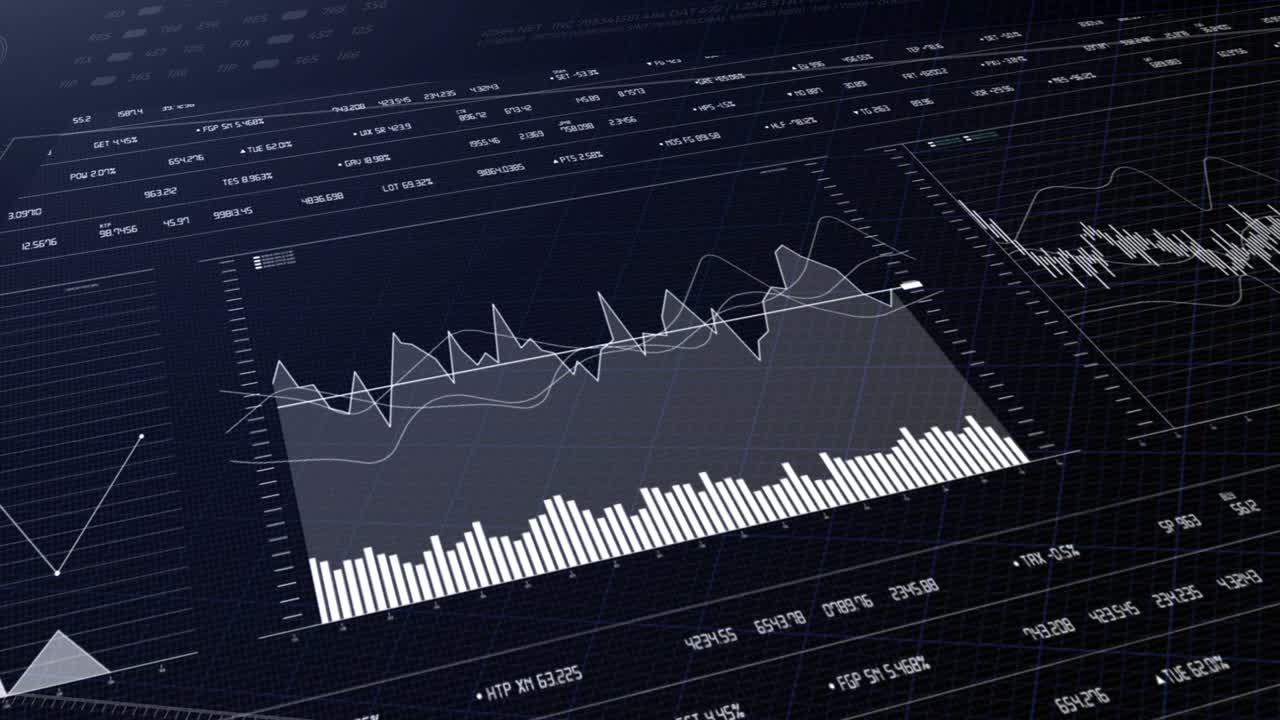 Data and report statistics, animation with graph diagrams.