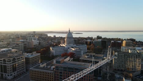 aerial footage madison wisconsin state capitol