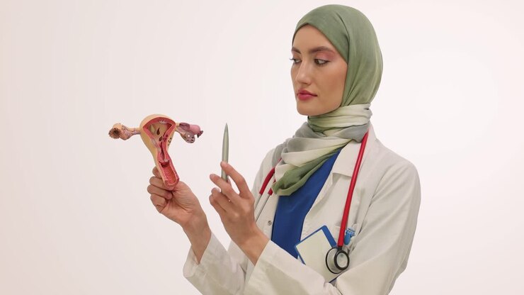 Doctor in Hijab Explaining Female Reproductive System Anatomy
