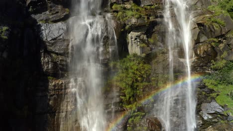 Scenic-Acquafraggia-Waterfalls-In-Sondrio,-Lombardy,-North-Italy---aerial-drone-shot
