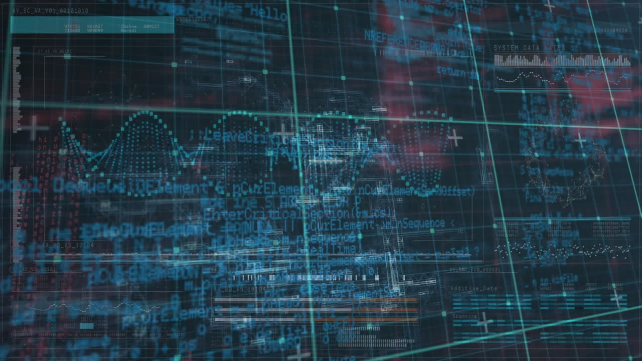 Animation of data processing over dna strand spinning