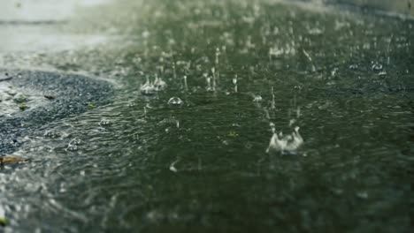 raindrops splash on the ground. raindrops falling into a puddle. water splash