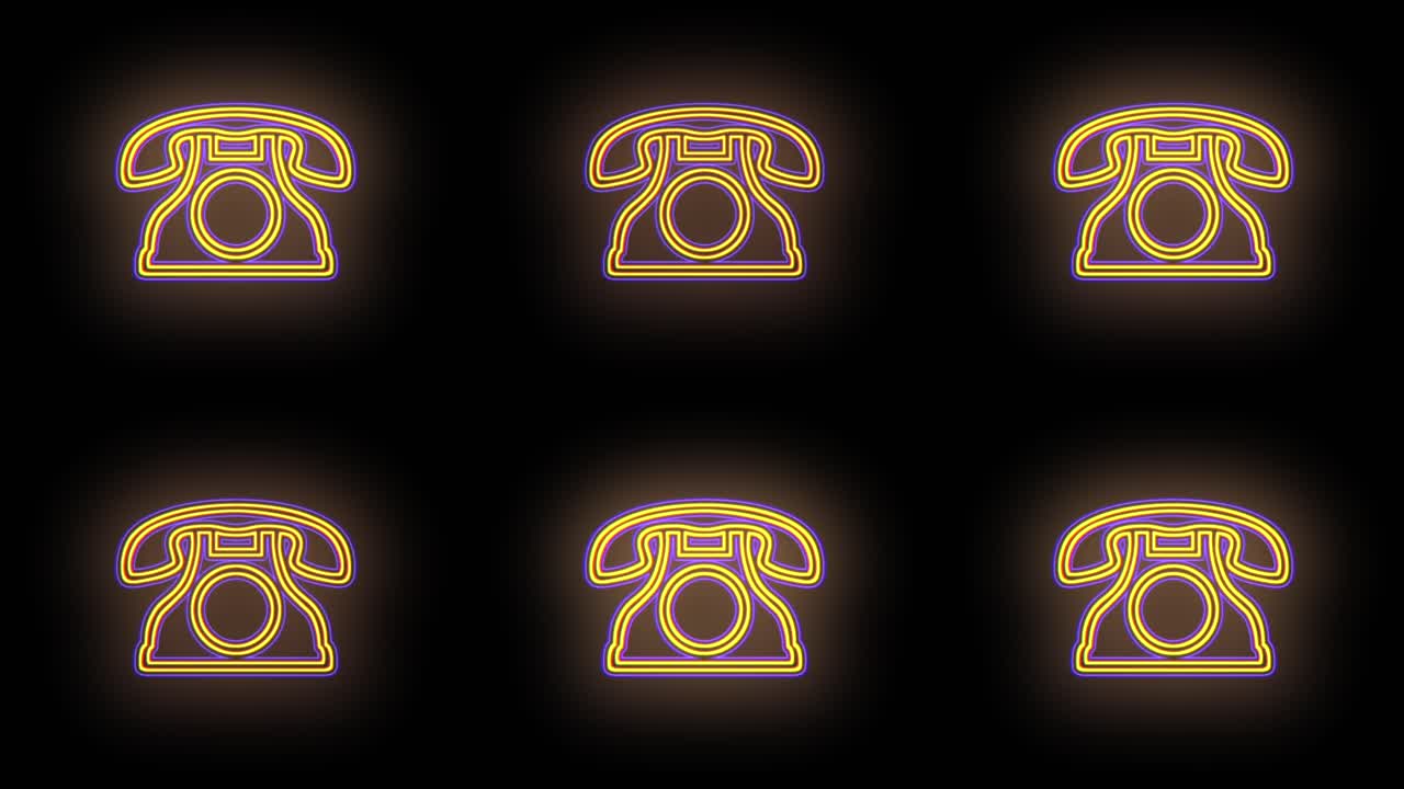 펄스 빛이 있는 행의 네온 복고 전화 패턴