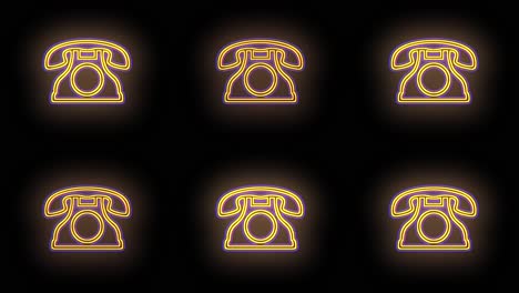 Neon-retro-telephone-pattern-in-rows-with-pulsing-light