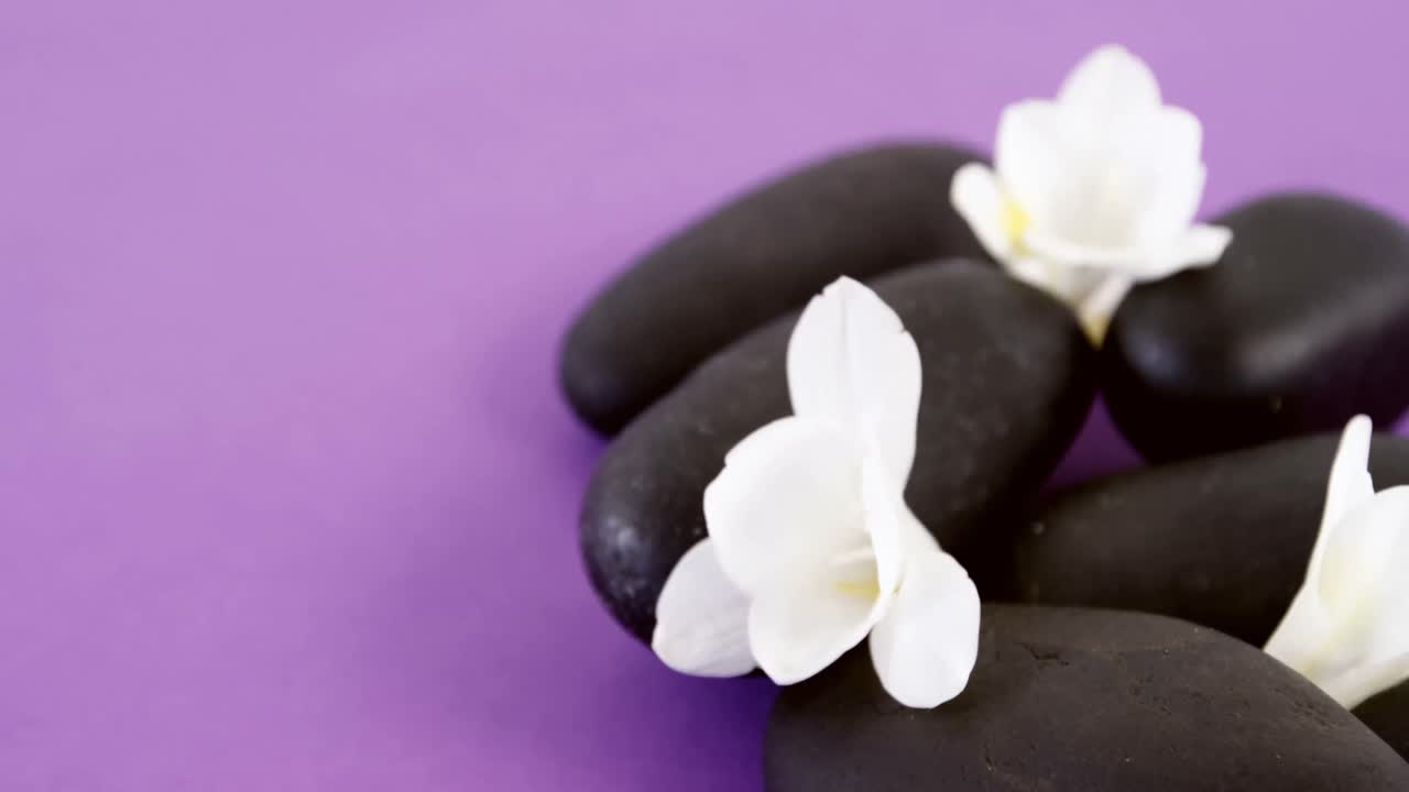 꽃 이 있는 자갈 돌 들 의 클로즈업