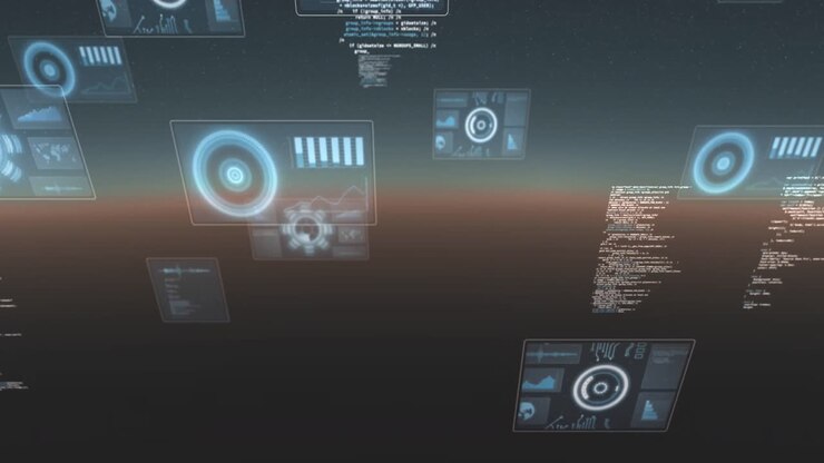 Animation of scopes scanning and data processing over screens