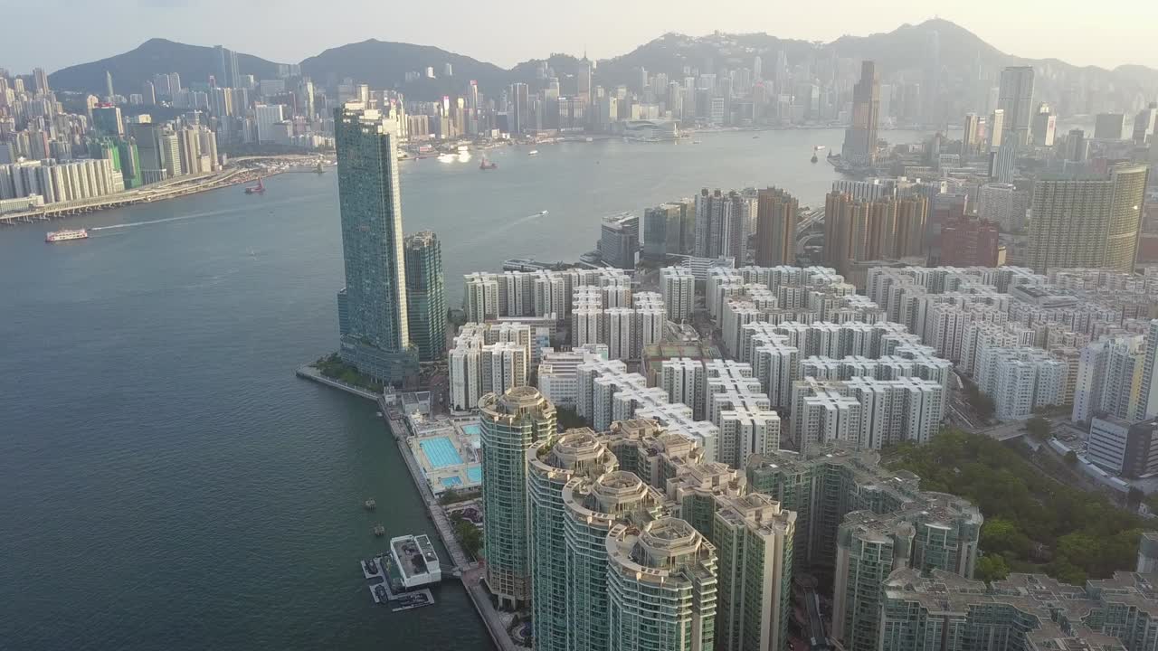 imagen aérea del distrito de kowloon en hong kong
