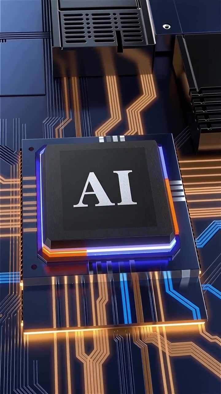 Futuristic AI Chip Motherboard Technology Background