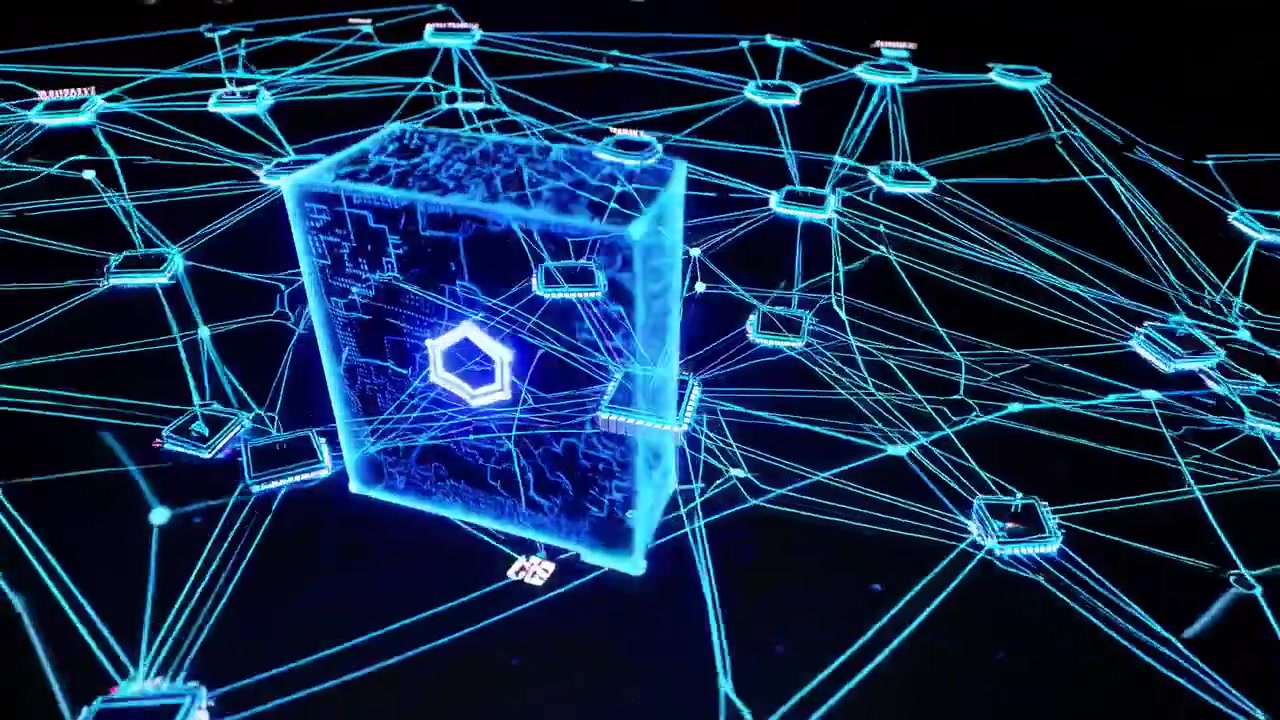Digital Network Connectivity with Glowing Data Nodes and Microchips