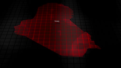 futuristic red digital ominous map of iraq