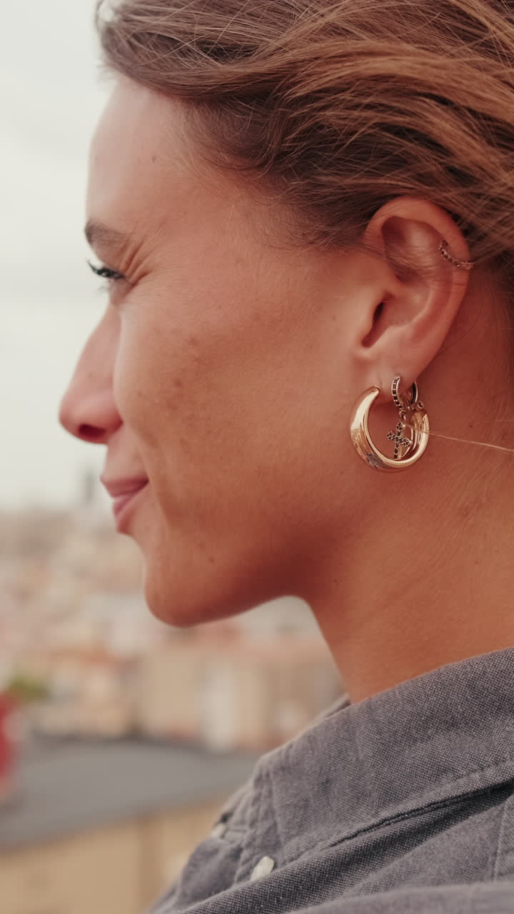 Woman's Profile with Cityscape