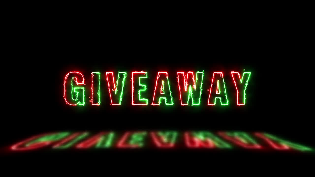 Thin line text 'SUBSCRIBE' with green and red lights with reflections on a black background. A continuous loop of simple animated typography. 4K typography in motion graphic