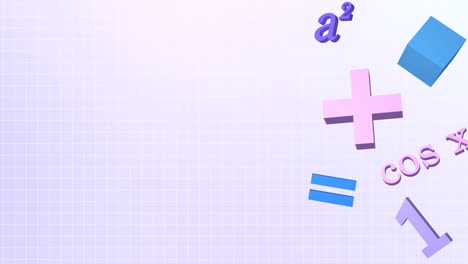 animación matemática abstracta. fondo de bucle con elementos 3d fluidos y espacio de copia. aprendizaje en línea, educación, conocimiento, concepto escolar. banner o plantilla de presentación. signos matemáticos video de stock