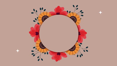 flores hermosas en el jardín animación de marco circular