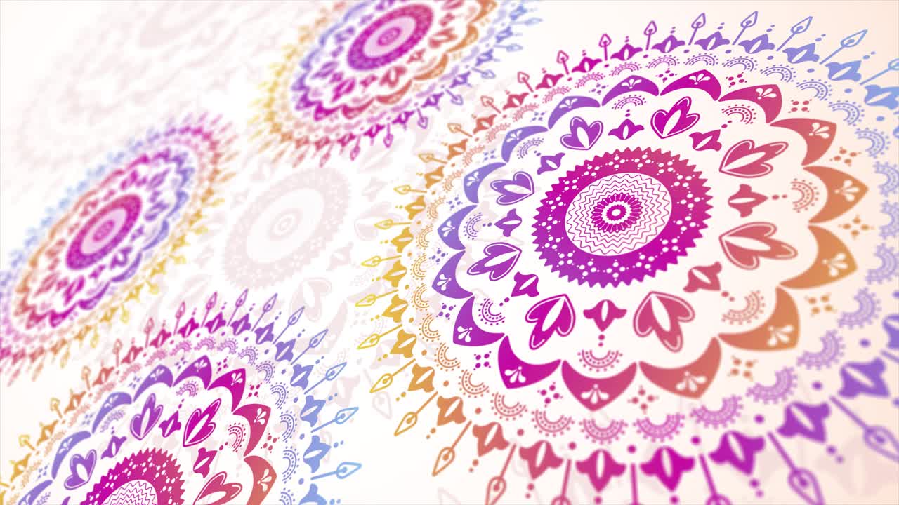 animación de fondo de ornamento folclórico étnico con mandala floral abstracta. bucle