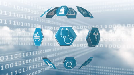 medical icons and binary codes