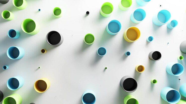 Abstract 3D Animation of Colorful Floating Cylinders