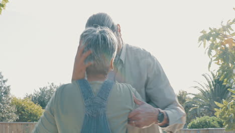 senior couple, dancing and love while happy