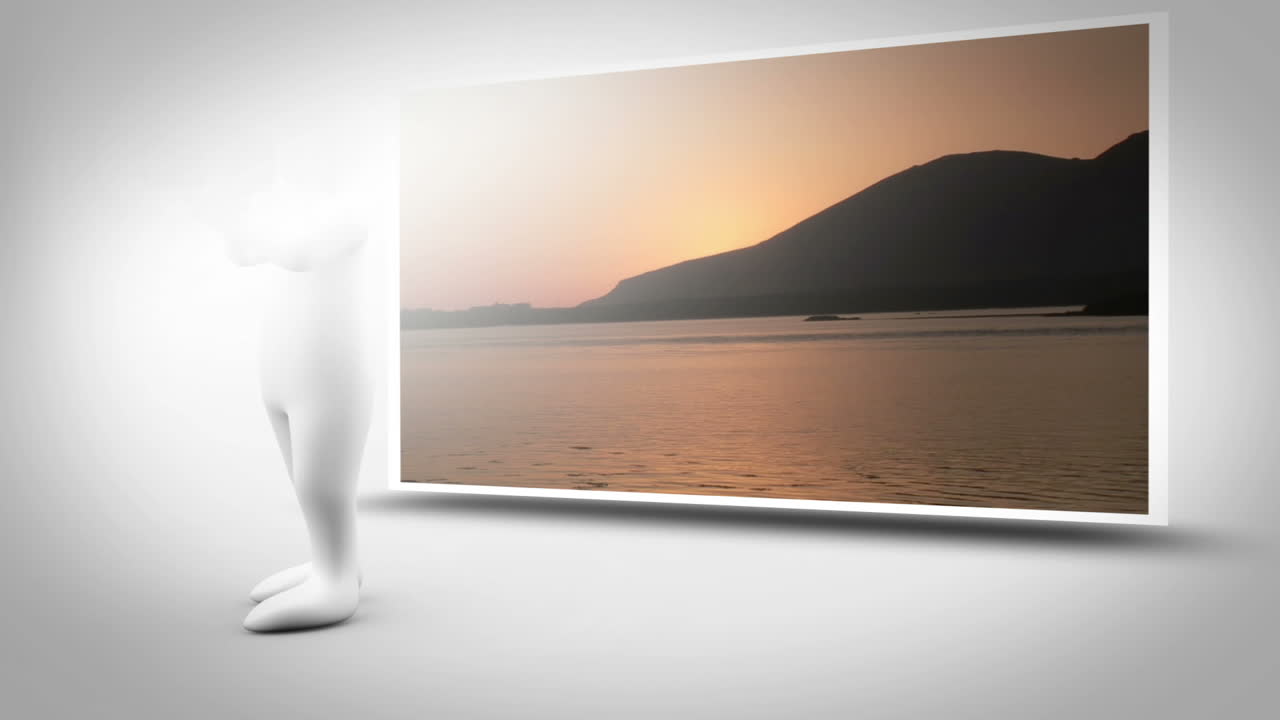 Montage of holiday clips with animated figure photographing