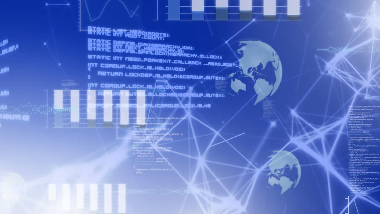 파란색 배경에 연결 네트워크의 애니메이션