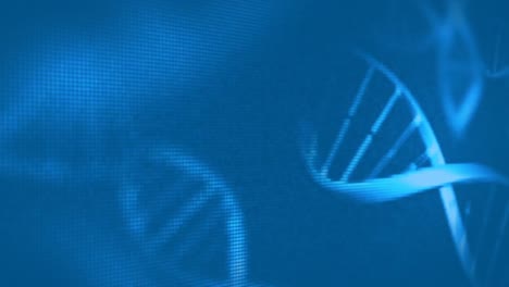 adn y moléculas moviéndose sobre un fondo azul