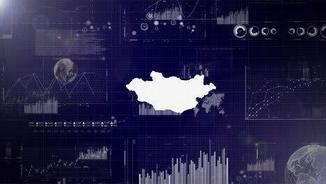 Unternehmenshintergrund-Des-Landes-Mongolei-Mit-Abstrakten-Elementen-Von-Datenanalysediagrammen.-Ich-Zeige-Ein-Technologisches-Video-Zur-Datenanalyse-Mit-Globus,-Wachstum,-Grafiken-Und-Statistischen-Daten-Des-Landes-Mongolei.