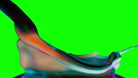 cgi-animation-of-slow-motion-organic-water-splash,-simulation-with-orange-teal-color-scheme