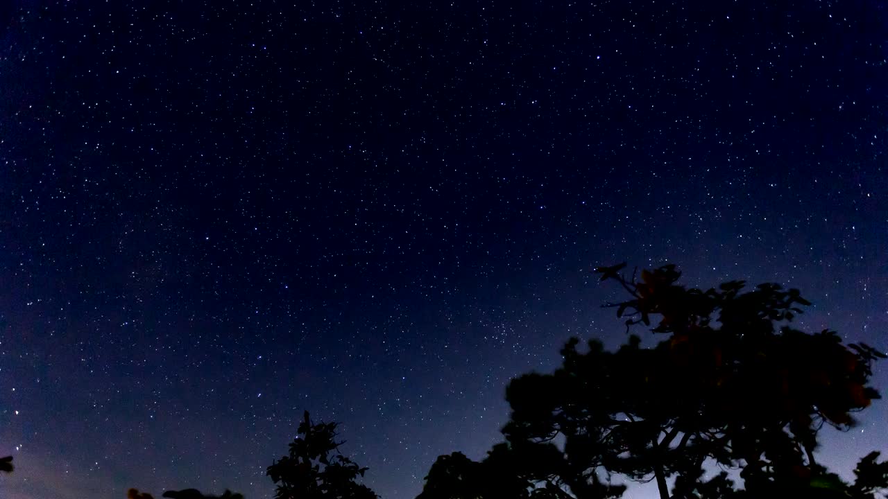 밤하늘에서 움직이는 별의 흔적의 타임스