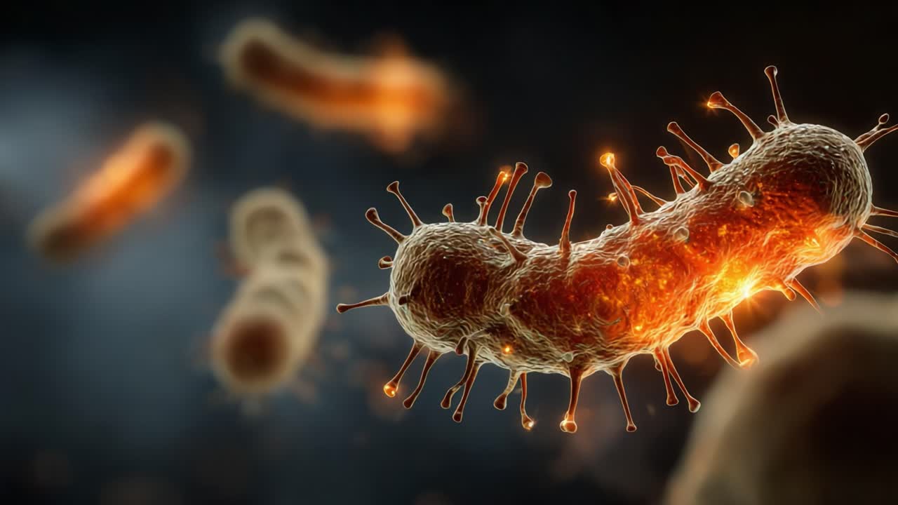 An Intricate Journey of Microbial Life: A Stunning Visualization of Bacteria in Motion, Showcasing Their Unique Structures and Vibrant Energy in Microscopic Detail