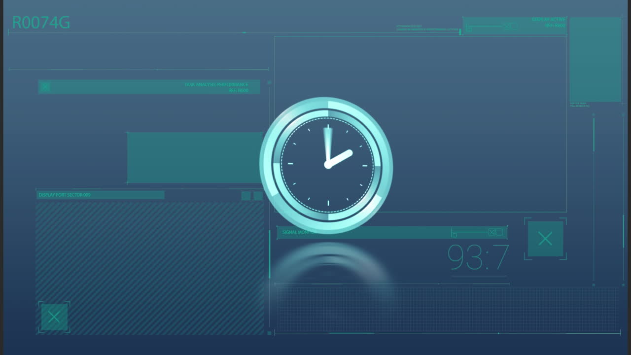 Animation of clock moving over data processing
