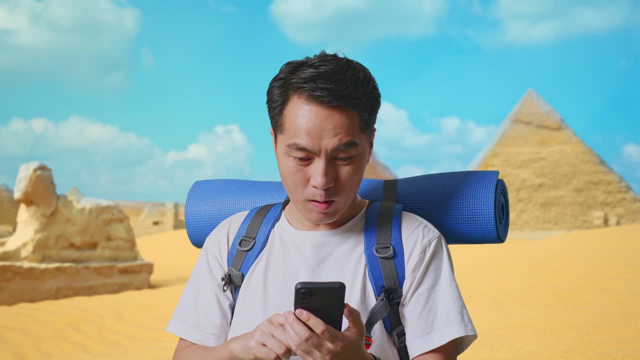 Excited Traveler in Egypt