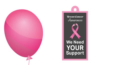 Animation-of-flying-pink-balloon-over-pink-ribbon-logo-and-breast-cancer-text