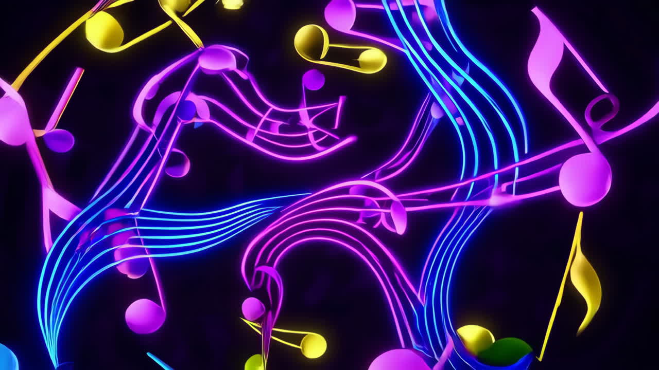 Abstract Glowing Music Notes