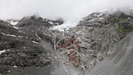 melting glaciers on alps in italy, global warming concept