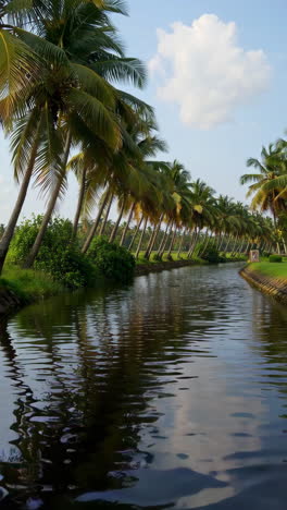 scenic canal with palm trees in kerala