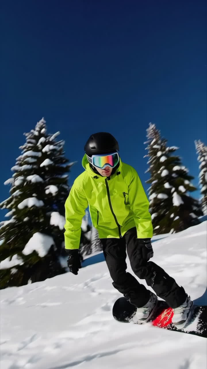 Snowboarder on a Sunny Mountain Slope