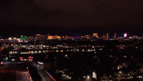 super wide rising aerial shot of the las vegas strip at night